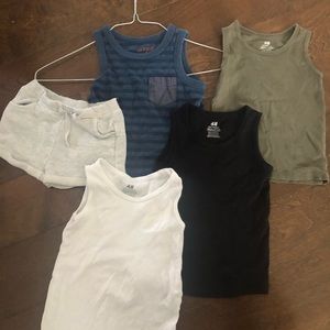 SOLD🎉 5 pack earth toned boys tanks & grey shorts